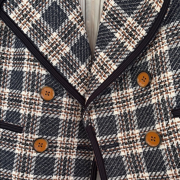Veronica Beard Plaid Double-Breasted Cropped Women's Jacket, Size 2 EUC - Picture 3 of 6